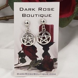 Silver Pentagram on Pierced Posts